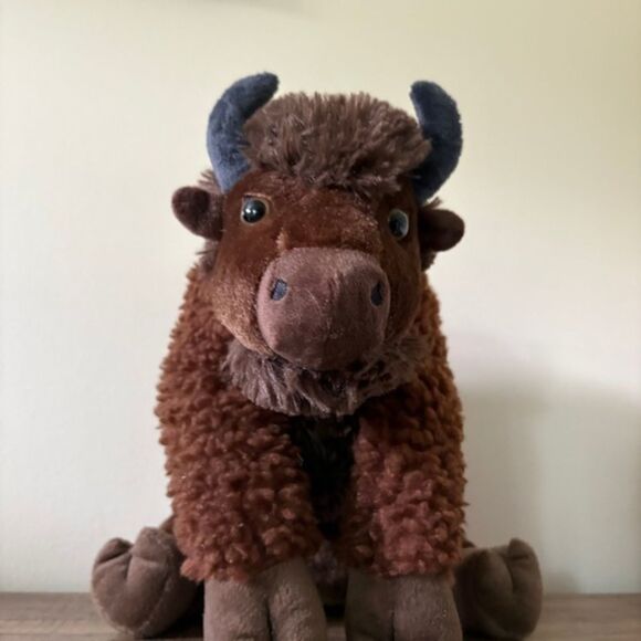 The Petting Zoo Large Brown Bison Buffalo Stuffed Animal Plush Toy 16" - Picture 1 of 11